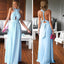 Cheap Simple Convertible Blue Long Bridesmaid Dresses for Summer Beach Wedding Party, WG59