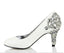 Women's Sparkly Crystal High Heels Pointed Toe White Wedding Bridal Shoes, S006