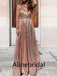 Elegant V-neck Sleeveless A-line Long Prom Dress, PD3533