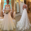 High Neck Open Back Lace Princess Simple Modest Wedding Dress. AB0306