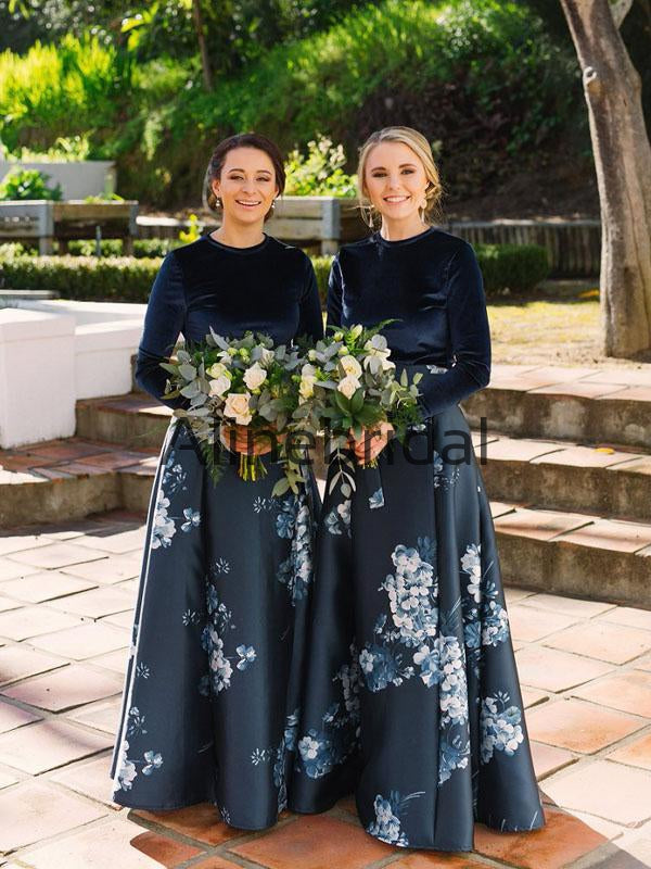 A-line Unique Long Sleeves Elegant Formal Bridesmaid Dresses AB4227