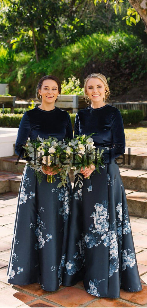 A-line Unique Long Sleeves Elegant Formal Bridesmaid Dresses AB4227