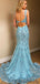 Appliqued Mermaid Backless Pageant Formal Prom Dresses PD1041