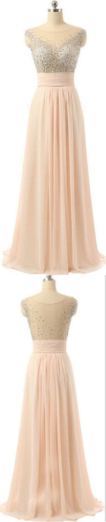 Blush Pink Beaded Chiffon See-through Back Charming Cocktail Evening Prom Dresses Online,PD0181