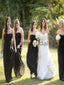 Black Chiffon Sweetheart Long Country Bridesmaid Dresses AB4201