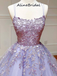 Charming Spaghetti Strap Lace Tulle A-line Long Prom Dresses, PD3018