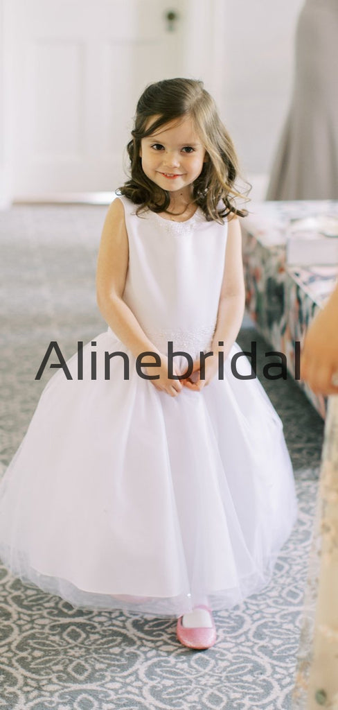 Cheap A-line Simple White Soft Flower Girl Dresses FGS146