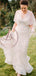 Elegant Ivory Lace Fashion Shawl V-back V-neck Mermaid Train Wedding Dresses, AB1121