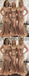 Gold Sequin Mismatched Halter Mermaid Bridesmaid Dresses, AB4067