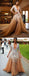 Gorgeous Nude Tulle Applique Long Sleeve Formal Prom Dresses,PD00143