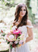Off Shoulder Ivory Chiffon A-line Beach Wedding Dresses. AB061
