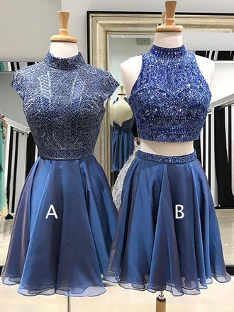 Royal Blue Beading Chiffon Mismatched Homecoming Dresses  ,HD0038