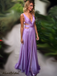 Sexy V-neck Sleeveless A-line Long Prom Dress, PD3034