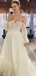 Strapless Off-shoulder Sleeve A-line Tulle Long Wedding Dress, WD3028