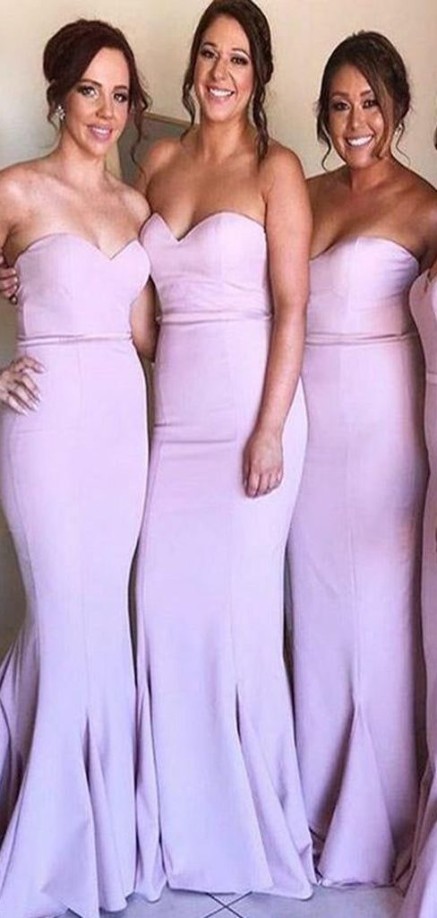 Cheap Pink Lilac Sweetheart Simple Mermaid Long Bridesmaid Dresses, AB4259