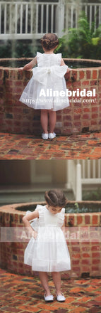 Sweet White Organza With Bow Flower Girl Dresses, FGS092