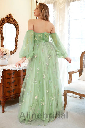 Elegant Sweetheart Half sleeves A-line Long Prom Dress, PD3622