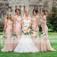 Blush Pink Pleating Tulle Mismatched Mermaid Bridesmaid Dresses. AB1202