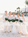 Charming Ivory Lace Long Sleeve Round Neck A-line Bridesmaid Dresses. AB1207