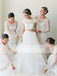 Charming Ivory Lace Long Sleeve Round Neck A-line Bridesmaid Dresses. AB1207