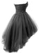 Gothic Black Strapless Sweetheart A-line High-low Short Homecoming Dress, HD3065