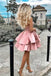 One Shoulder Dusty Rose Backless Satin A Line Short Homecoming Dress, BTW284