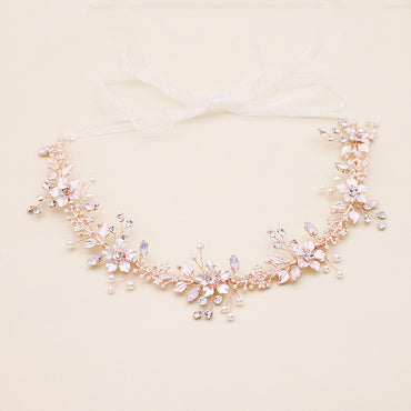 Floral Bridal Belt,Wedding Belt,Girl Sash,Beaded Leaves Sashes, Rose Gold Bridal Belt, SA0025