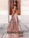 Elegant V-neck Sleeveless A-line Long Prom Dress, PD3533