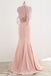 Unique Two Piece Pink Beading Top See Through  Back Mermaid Prom Dresses,PD00065