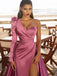 Pink Asymmetric One-shoulder Side-slit Mermaid Long Prom Dress, PD3157