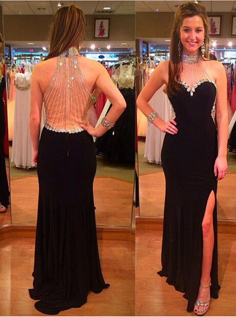 Long Unique Side Slit Evening Party Formal Cocktail Prom Dresses Online,PD0155