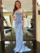 Fashion V Neck Open Back Full Lace Mermaid With Train Long Evening Prom Dresses, PD0001