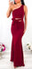 One Shoulder Burgundy Mermaid Side Slit Long Evening Prom Dresses, PD0039