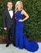 Simple Royal Blue Sleeveless Mermaid With Train Long Evening Prom Dresses, PD0020