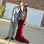 Fashion Gorgeous Two pieces Burgundy Sparkly Beading Rhinestone Mermaid Prom Gown Dresses,PD00028