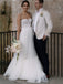 Simple Half Sweetheart Spaghetti Strap A-line Long Wedding Dress, WD3044