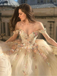 Beautiful Sweetheart Off-shoulder Floral Tulle A-line Prom Dress, PD3073