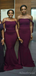 Two Style Mulberry Dark Purple Off-shoulder Mermaid Sleeveless Long Bridesmaid Dress, BD3071