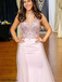 Sexy V-neck Beads Open Back A-line Long Prom Dress, PD3042